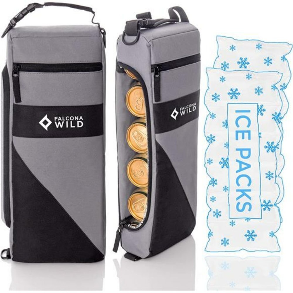 Soft Cooler Bag with 2 Ice Packs – Holds 6 Cans or Wine